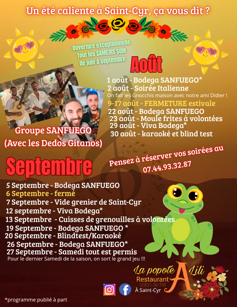 🌞Programme de l'été 🌞 Août - Septembre - 1